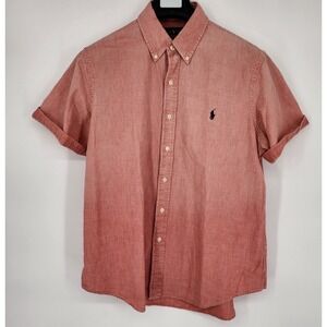 Polo Ralph Lauren Short Sleeve Button Down Shirt Men's‎ L Ombre Pink Classic Fit